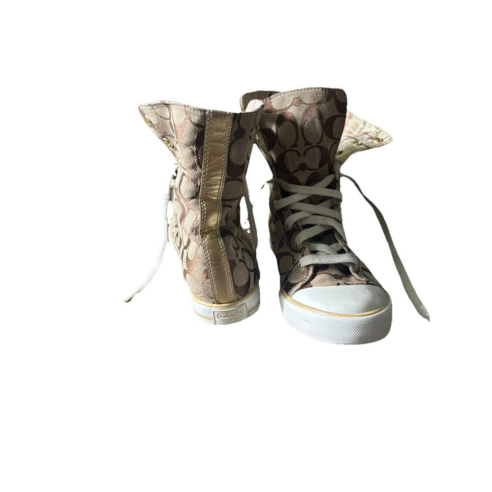 Coach Women’s Size 7B Bonney high Top Converse Style Sneakers - Picture 4 of 13